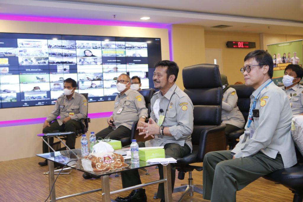 Mentan Syahrul saat membuka Pelatihan Kewirausahaan Pertanian Petani Milenial, Senin (6/9/2021).
