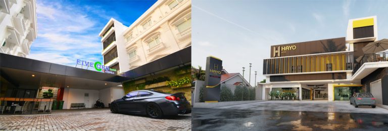 Gedung di Fivecord Syariah Hotel by Cordela, Solo dan Hayo Hotel by Cordela, Palembang