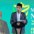 Presiden Joko Widodo (Jokowi) saat membuka Muktamar ke-34 Nahdlatul Ulama (NU) yang digelar di Pondok Pesantren Darussaadah, Kecamatan Gunung Sugih, Kabupaten Lampung Tengah, Rabu (22/12/2021).