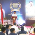 Menteri Pertanian Syahrul Yasin Limpo saat memberikan sambutan, di Pusat Pelatihan Manajemen dan Kepemimpinan Pertanin (PPMKP), Ciawi, pada Rabu, 22 Desember 2021