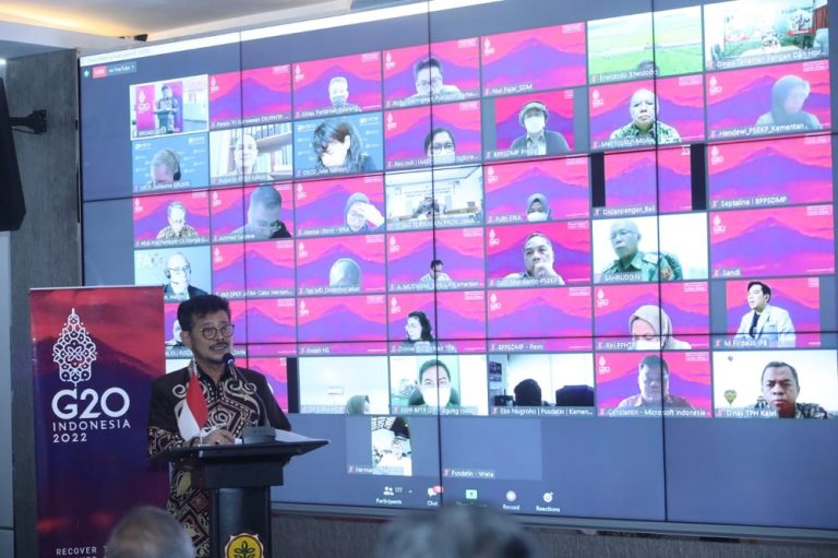 Mentan saat menghadiri Kick-off AWG G20 yang diselenggarakan secara virtual, Kamis, 27 Januari 2022.