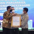 Menteri Pertanian Syahrul Yasin Limpo, pada pada Rapat Koordinasi dan Sinkronisasi (Rakorsin) Direktorat Jenderal Prasarana dan Sarana Pertanian Kementerian Pertanian di IPB International Convention Center (IICC), Bogor, Kamis (10/3).