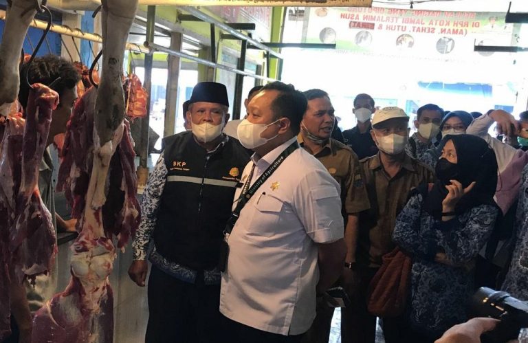 Direktur Pupuk dan Pestisida Kementan, Mohammad Hatta saat memimpin pengecekan di pasar Angso Duo, Jambi.