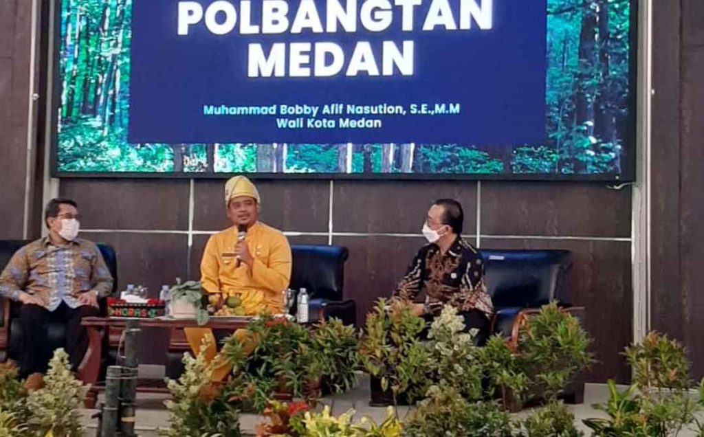 Wali Kota Medan, Bobby Nasution saat acara Stadium General di Polbangtan Medan, Jumat, 3 Juni 2022.