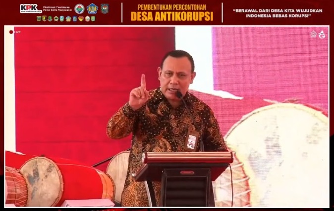 Kick Off Pembentukan Percontohan Desa Antikorupsi di Desa Pakatto, Kecamatan Bontomarannu, Kab. Gowa, Sulawesi Selatan (Foto :Capture Youtube Kanal KPK RI).