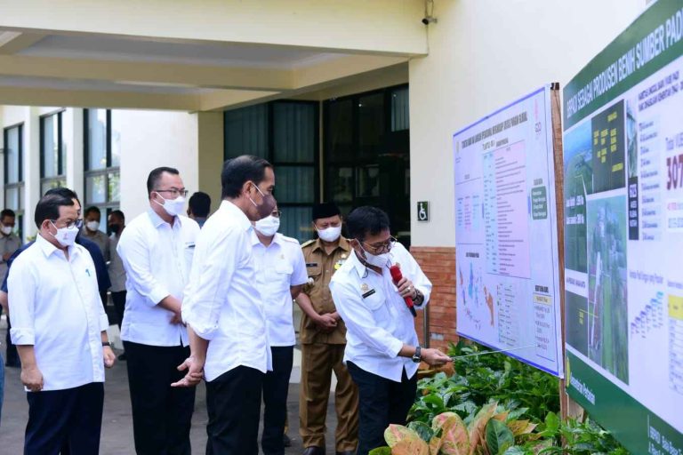 Presiden Jokowi saat di Balai Besar Penelitian Tanaman Padi Kementan, Kabupaten Subang, Jawa Barat, Selasa, 12 Juli 2022.