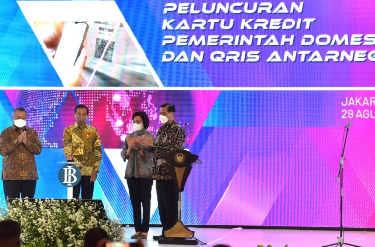 Presiden Jokowi pada Peluncuran Kartu Kredit Pemerintah Domestik dan QRIS Antarnegara, Senin (29/08/2022), di Jakarta. (Foto: Humas Setkab/Agung)  Read more: https://setkab.go.id/presiden-luncurkan-kartu-kredit-pemerintah-domestik-dan-qris-antarnegara/