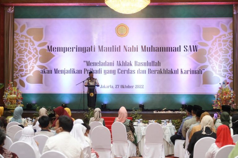 Menteri Pertanian, Syahrul Yasin Limpo, memimpin acara peringatan hari Maulid Nabi Muhammad SAW 1444 H di Auditorium Gedung F, Kementerian Pertanian.