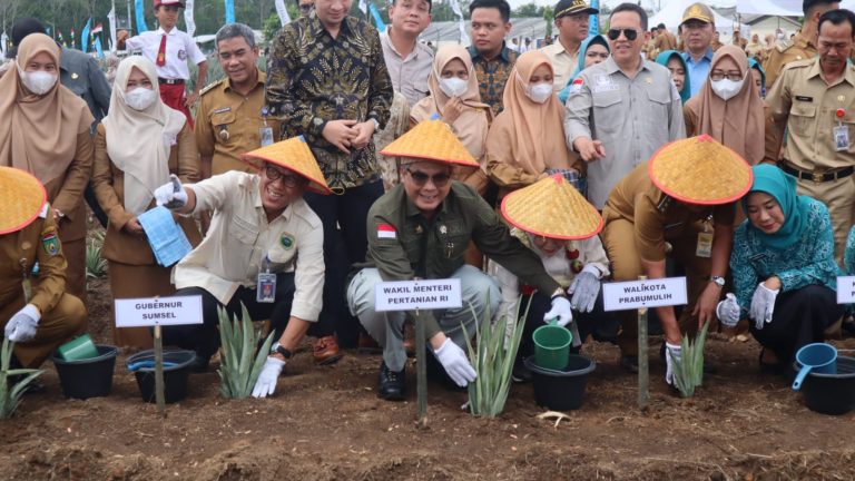 Wakil Menteri Pertanian (Wamentan) Harvick Hasnul Qolbi meresmikan kawasan Budidaya Tanaman Nanas di Kelurahan Karang Jaya, Kecamatan Prabumulih Timur, Sumatera Selatan.