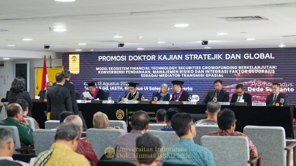 Sidang Terbuka Promosi Doktor Dede Suryanto di Kampus Universitas Indonesia Salemba, Kamis.
