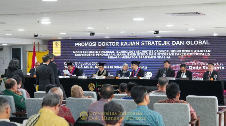 Sidang Terbuka Promosi Doktor Dede Suryanto di Kampus Universitas Indonesia Salemba, Kamis.